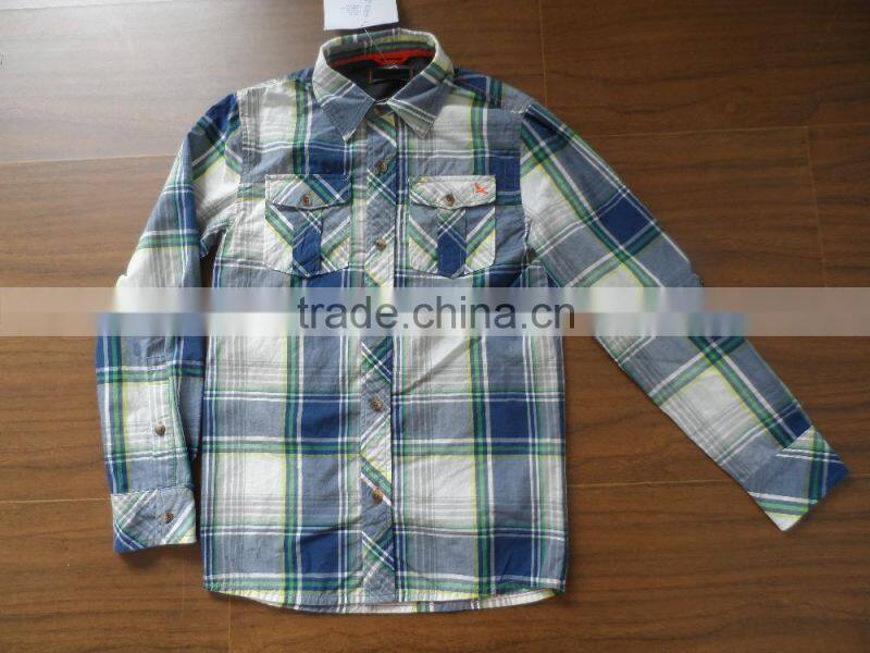 Custom Kids Boys Stylish Outdoor Outwear brushed Cotton Plaid long Shirt