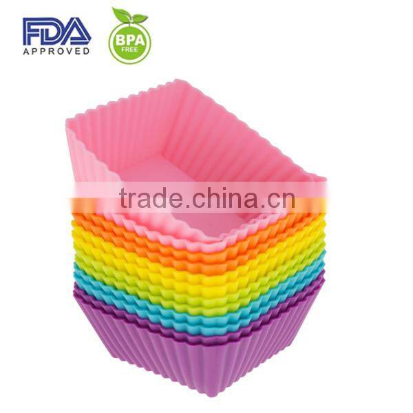 Vibrant Colors Silicone Square Cupcake Liners