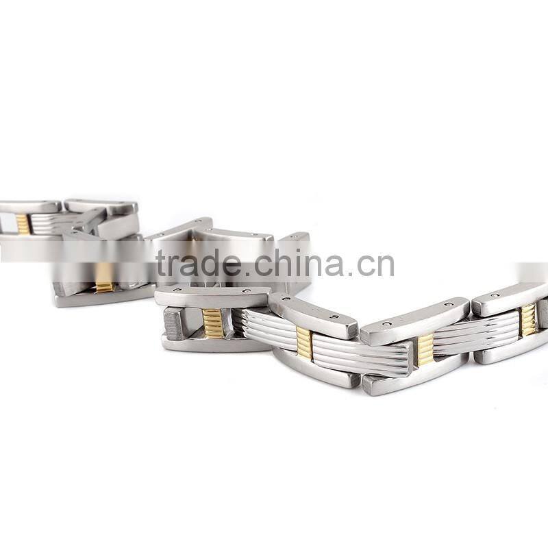Wholesale silver gold Inlay 316L Stainless Steel Bracelet for men