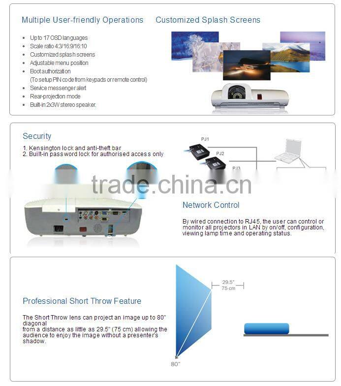 Top qualtiy ! PLX225ST 1080P HD Projector for School tender 3LCD Type 100inches FLYIN Proyector