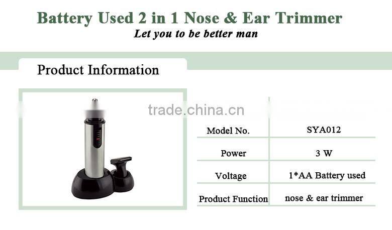 Easy-control nose trimmer Double function 2 in 1 stainless steel trimming head good for nose& ear facial hair removal