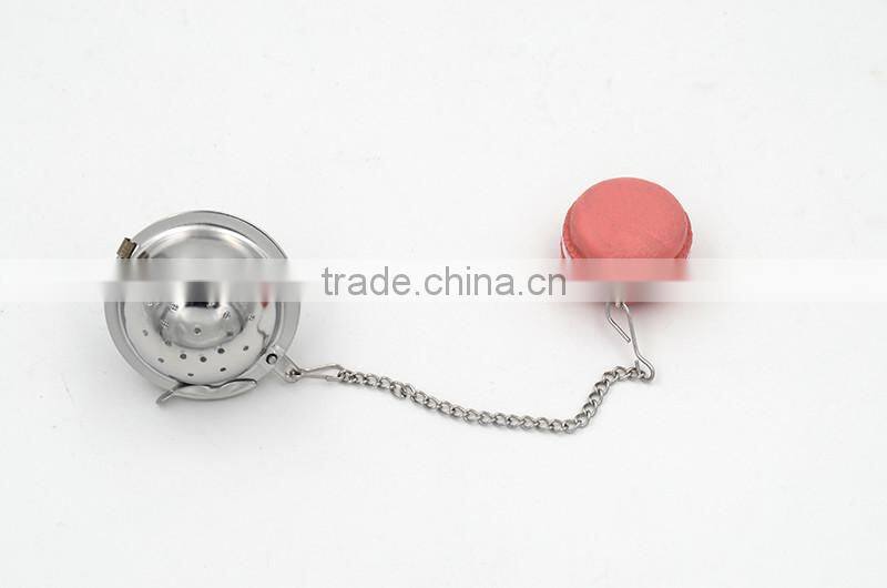 Hot sale tea lovers metal tea infuser , tea strainer filter with macaron tip decoration