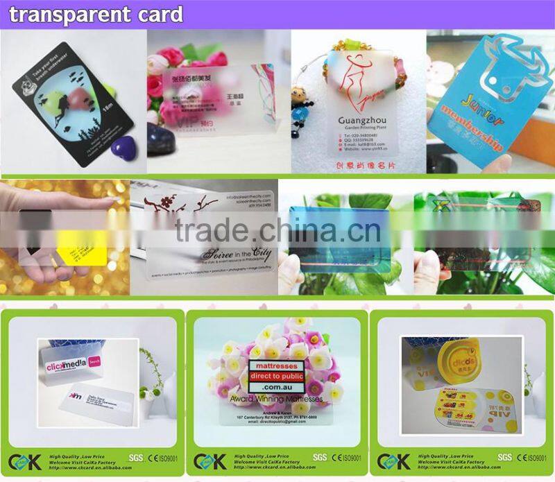 fashion high quality transparent clear plastic membership cards