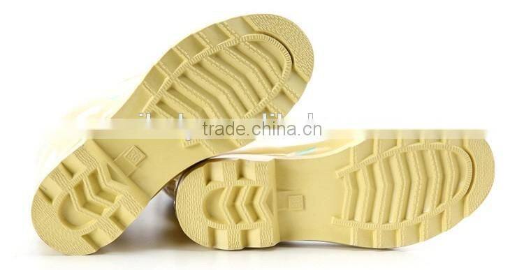 OEM fashion ladies rubber rain boots High top waterproof 100% natural rubber wellington boots