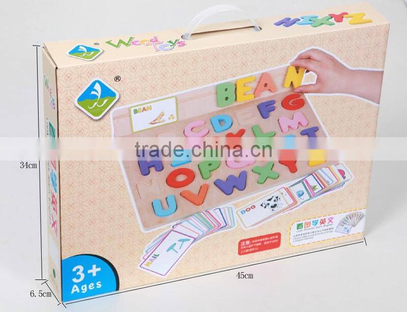 High quality wood toy alphabet learning puzzle for preschool children