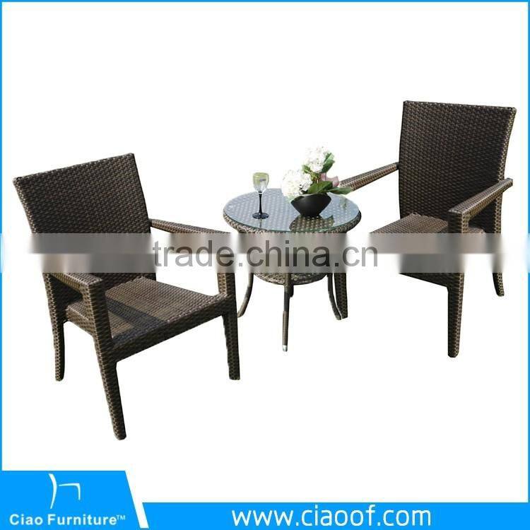Synthetic Rattan 2 Seater Coffee Shop Cafe Rattan Furniture Wholesale