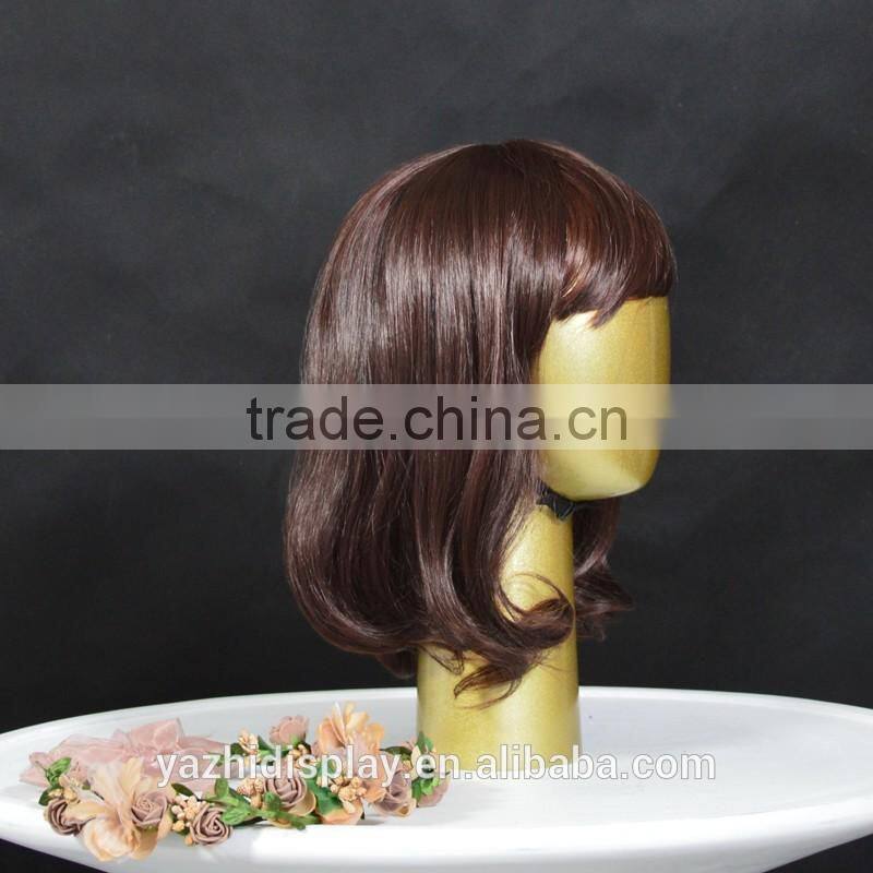 Golden Fiberglass Head Mannequin Display For wig
