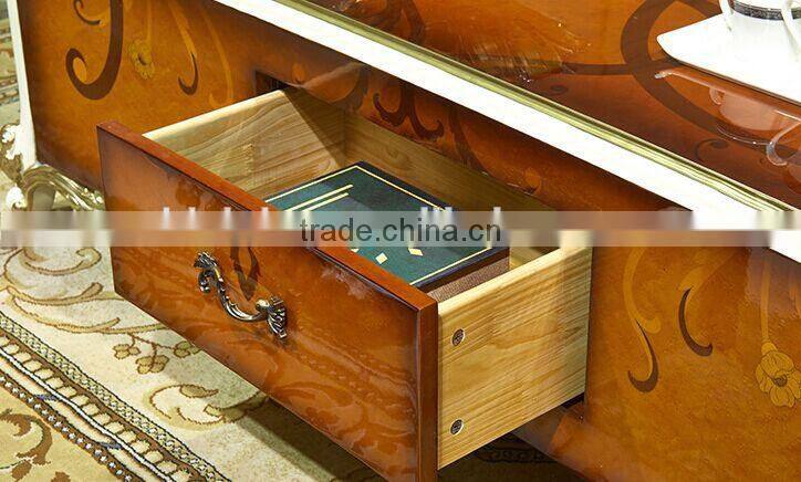 European Style Coffee Table, Parquet Pattern Wood Carved Coffee Table, Living Room Sofa Matching Coffee Table (BF01-ML047)