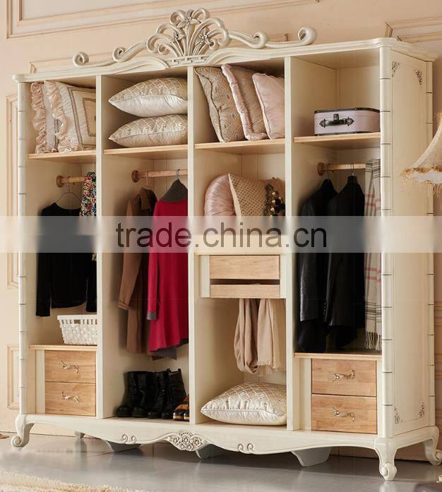 Chrysanthemum carving series solid wood four doors wardrobe