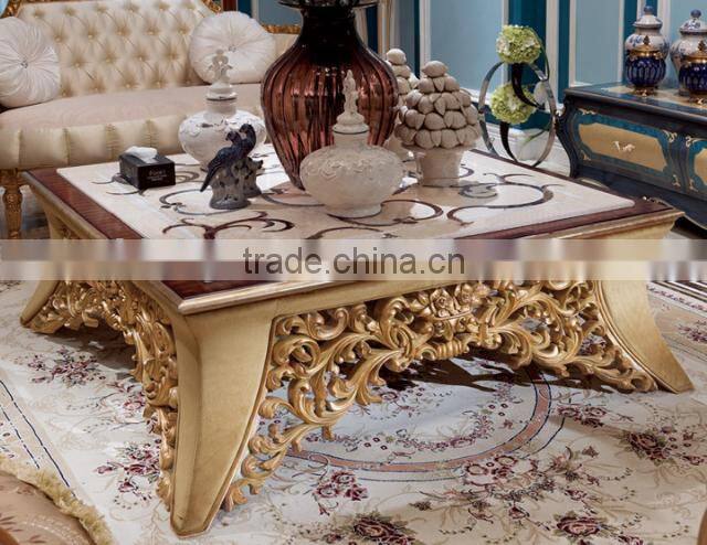 Luxury solid wood living room furniture exquisite hand carving square coffee table