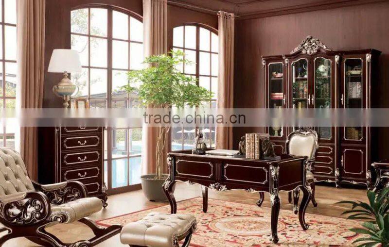 Wooden home study furniture solid wood carving office wiriting tabe set