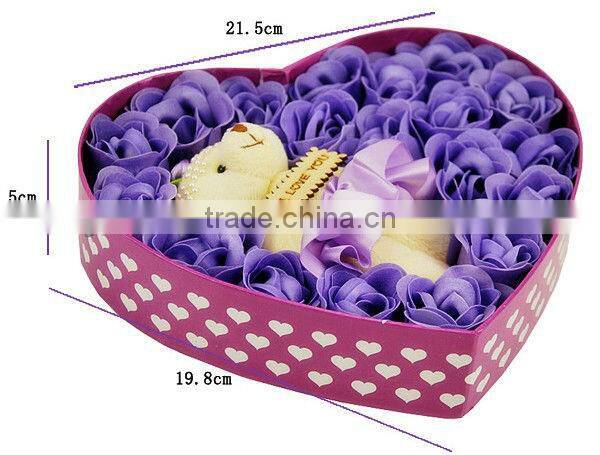 Romantic gifts plush bear heart-shaped rose flower soap