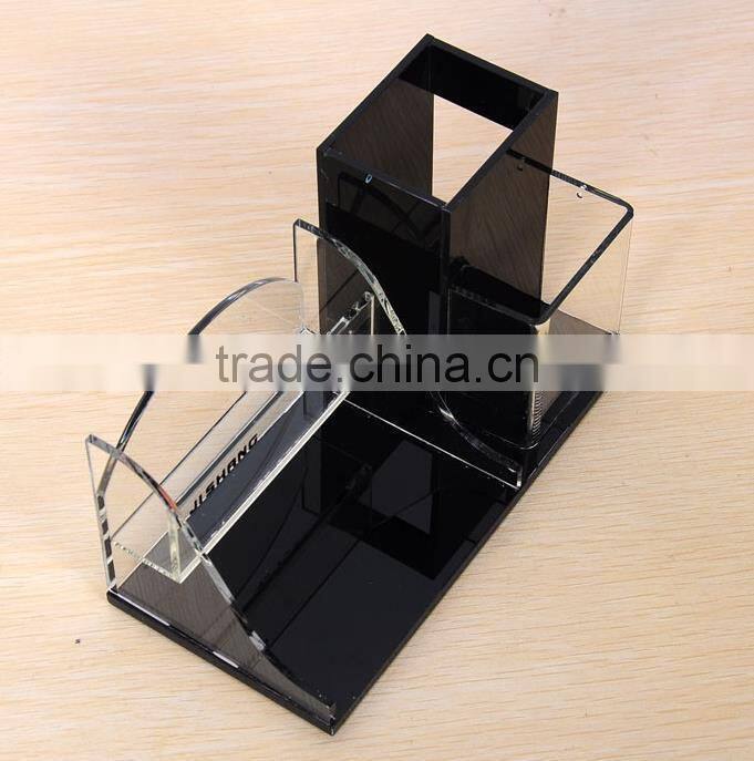 Multifuction Acrylic Pen Holder,Black And Transparent Plastic Pen Holder