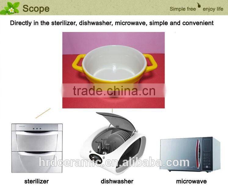 Stocked korean style colorful yellow high ceramic soup pot