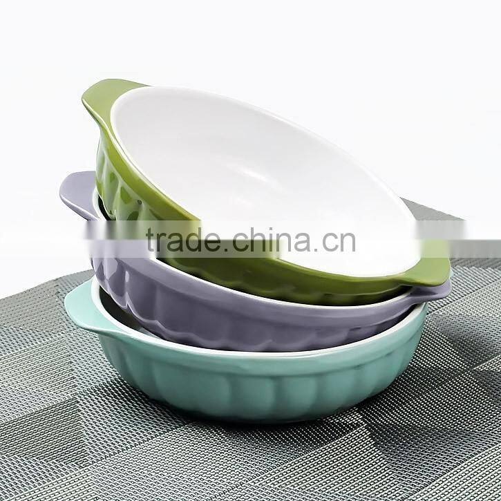2017 fashionable stoneware promotional 2pcs cheap bakeware dish set