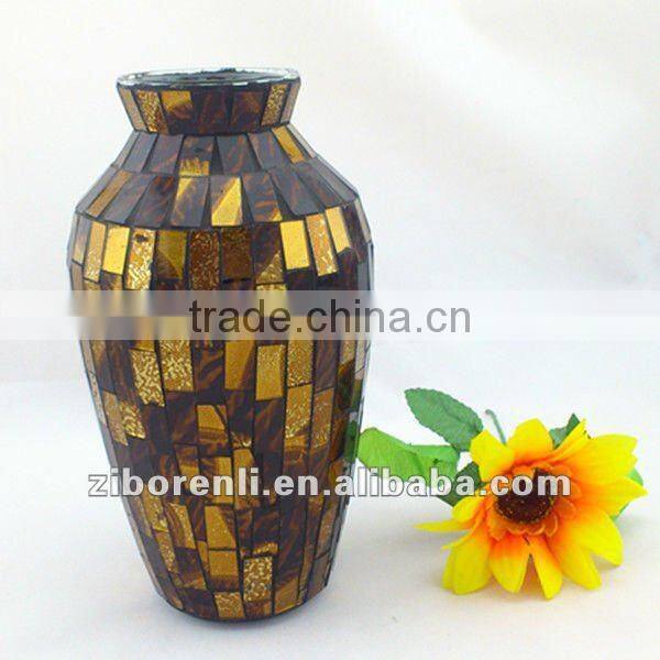 Wedding Centerpiece Exotic Style Amber Mosaic Handmade Shapes Tall Gorgeous Designs Vases