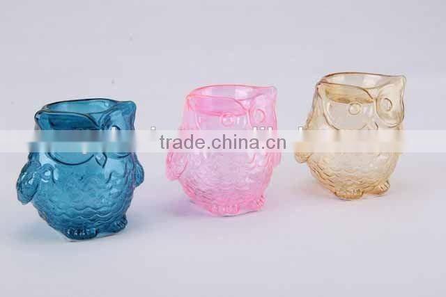 Home decor/Owl shaped glass candle holder