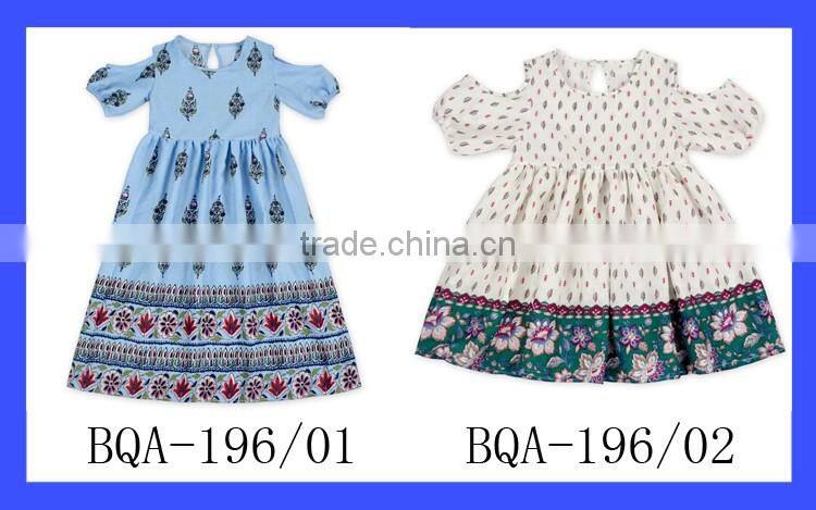 Summer linen bubble half sleeve summer baby girls party dresses