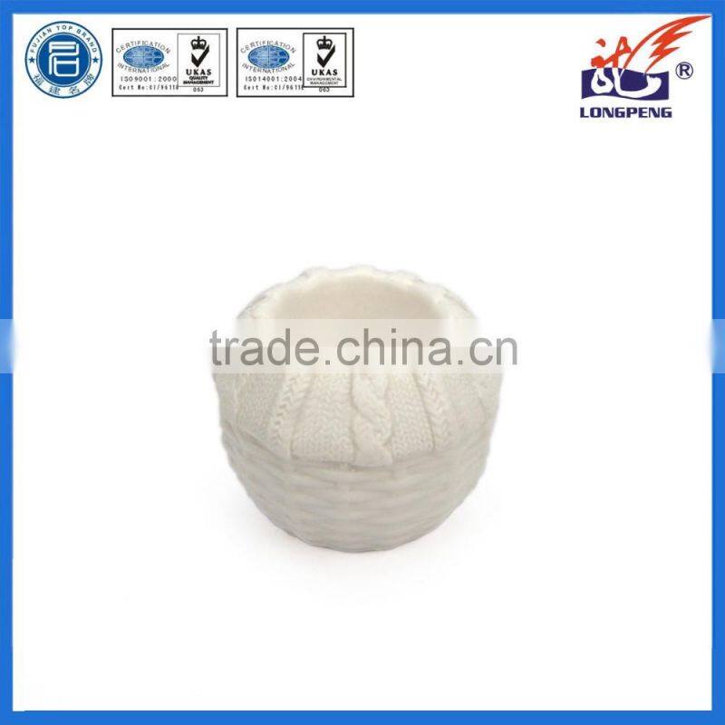 Eco-Friendly Elegant White Knitted Ceramic Candle Holders