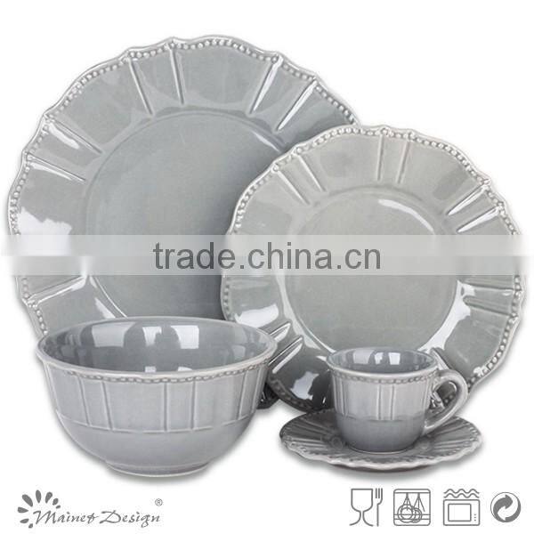 embossed solid color 16pcs dinnerware set