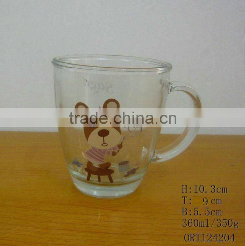 12oz fancy color design glass mug with handle