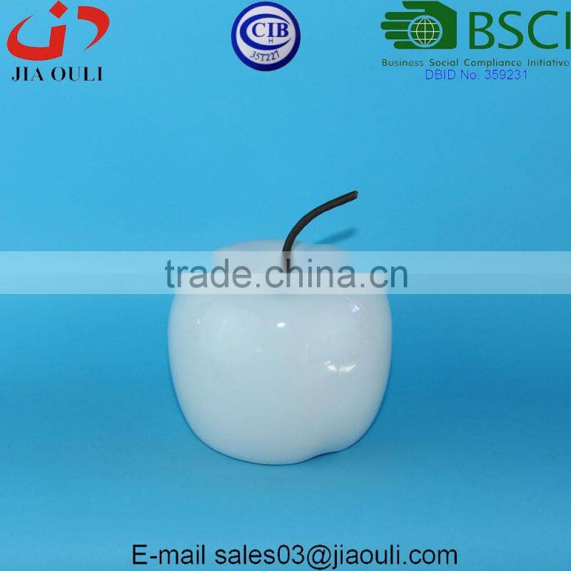 BSCI Audit Factory decorative Ceramic Apple, Ceramic white Apple Decorative Fruit