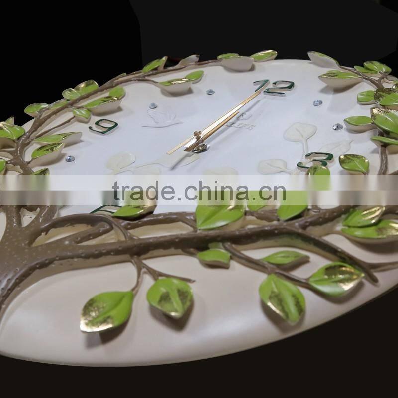 M0026 Momoda Living room dining room Creative fancy elegant 3D tree wall clock quartz home decoration gold silver art wall clock