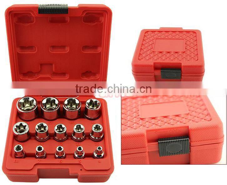 14pcs 1/4 3/8 and 1/2 Drive E-type Socket Set Star Socket wrench