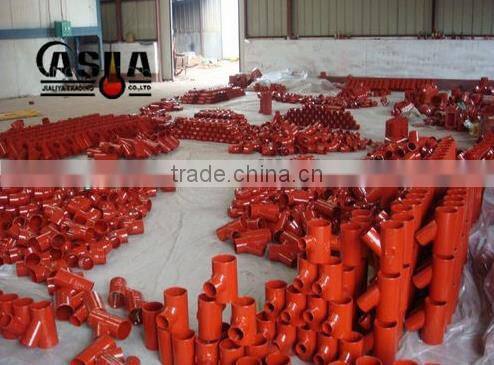 Red epoxy coated grey cast iron pipe fittings