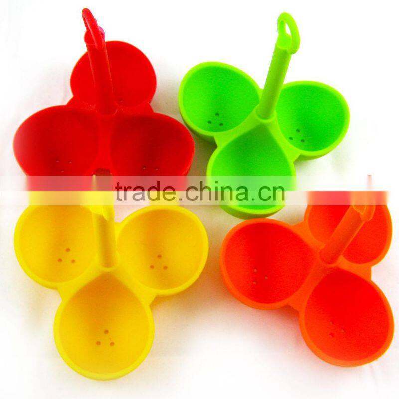 Silicone rubber egg cup 3 eggs stand novelty egg holder easy boiled egg tool