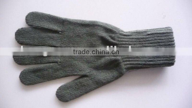 Direct factory provided Nature wool/cotton Knit Glove;army five fingers Glove; workwear glove