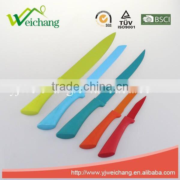 WCE567 5 pcs set Kitchen Knives artwork painting blade PP with TPR handle , hot sale, Wholesale