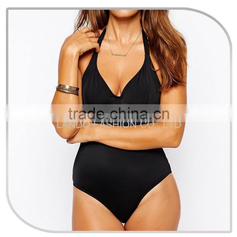 Wholesale summer black halter hot sexy girl plus size bathing suit