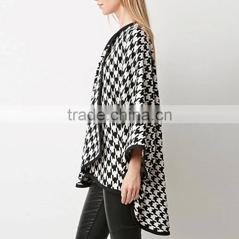 Women's Vintage Casual Oversized Batwing Print Cape Poncho Trench Coat Outwear