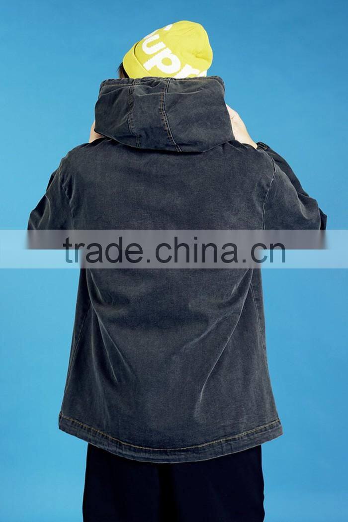 denim high quality pullover design your own 100% cotton oversized muscle fit plain black hoodie men customize string