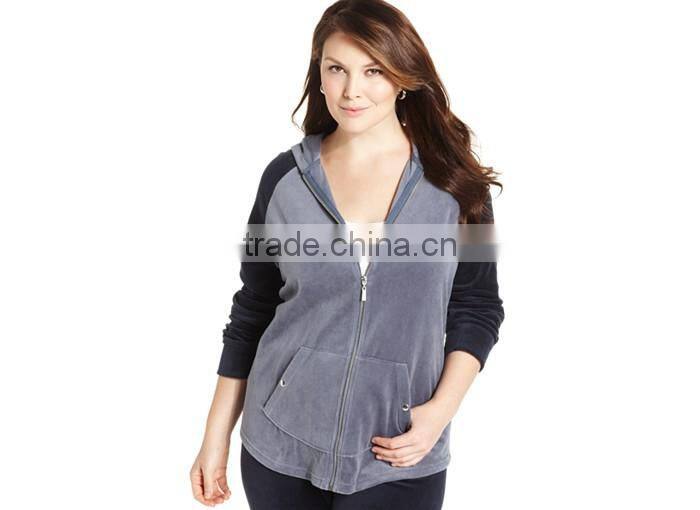 Plus Size Velour Colorblocked Hoodie