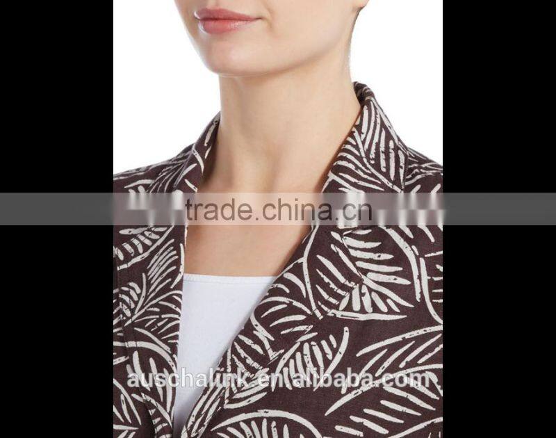 outdoor fashion custom lady all over leaf print jacket wholesale