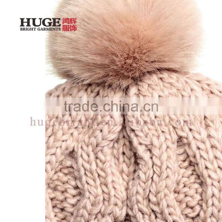 New Fashion Style Acrylic 70% Wool 30% Cable-knit Beanie Winter Hat