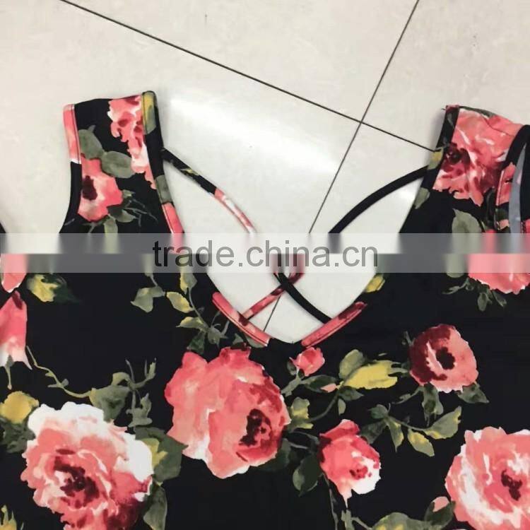 women low price sexy cold shoulder floral print tight t-shirt