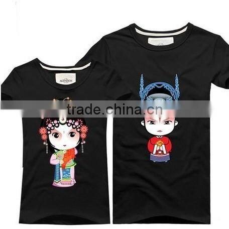 100% cotton o-neck couple t-shirt custom wholesale from china