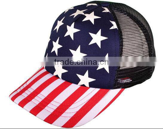 Blue And Red America Flag mesh hat/ fashion cap