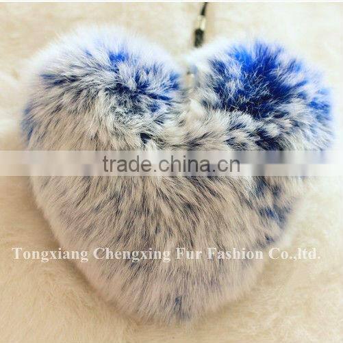 CX-A-02 Genuine Rabbit Fur Pendant Keyring ~ MIXED COLOUR