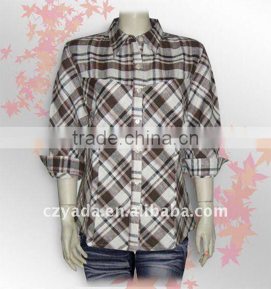 Lady fashion shirt dyed yarn women shirt