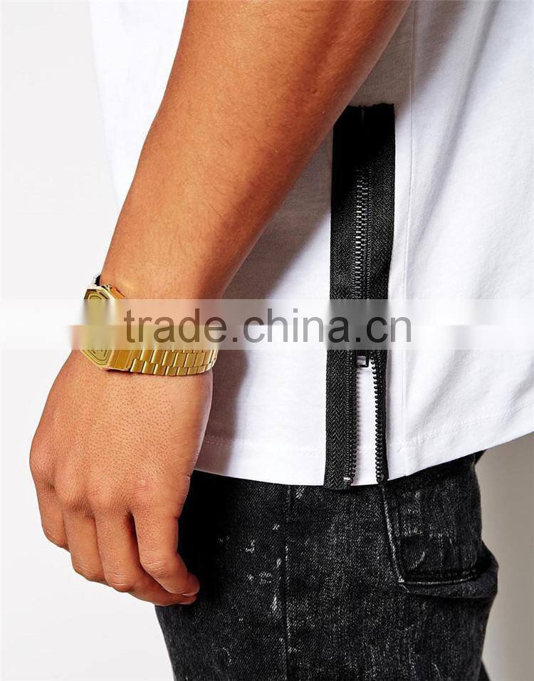 Extended Longline T-Shirt With Side Zips