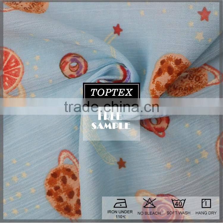 100 % cotton crepe printed fabric for women's homewear