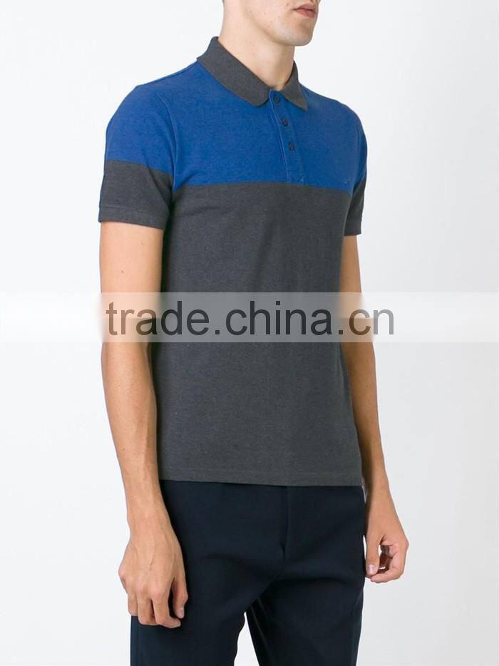Grey and blue cotton color combination polo shirt for men wholesale