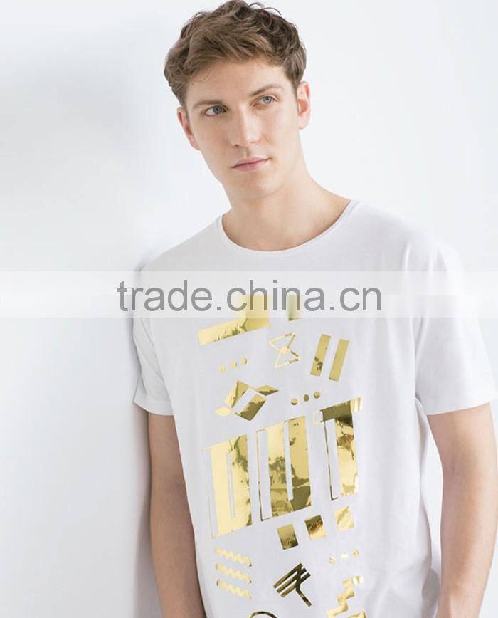 Fashion design golden printed custom t shirt men
