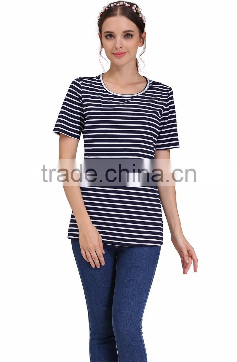 Wild Short Sleeve Nursing Clothes Small Fresh Breastfeeding Clothing Cotton Maternity Mother Outdoor Tops