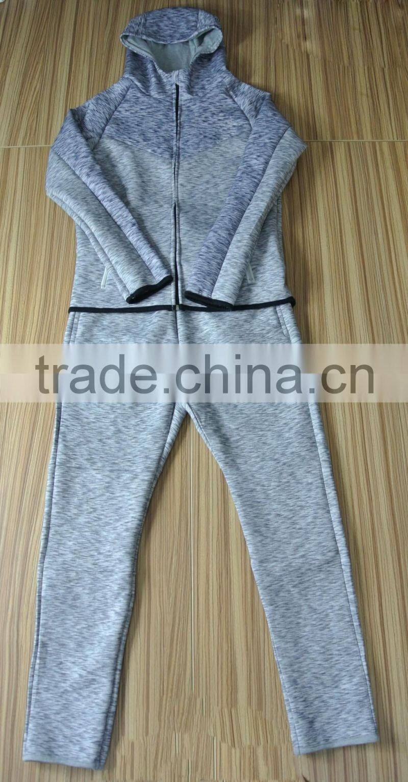 Mens slub tracksuit plain air layer tracksuit gym fitness tracksuits