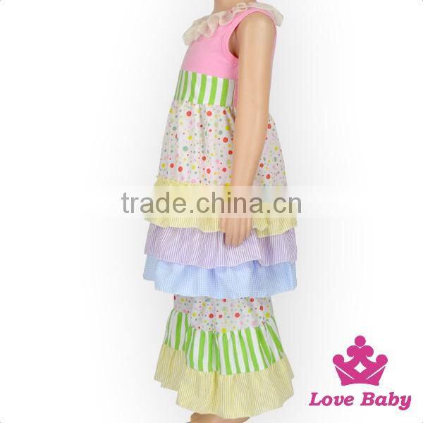 2017 New Three Color Cake Skirt Sleeveless Suit Stylish Ruffle Set Kids Anarkalifall Boutique Girl Clothing Outfits